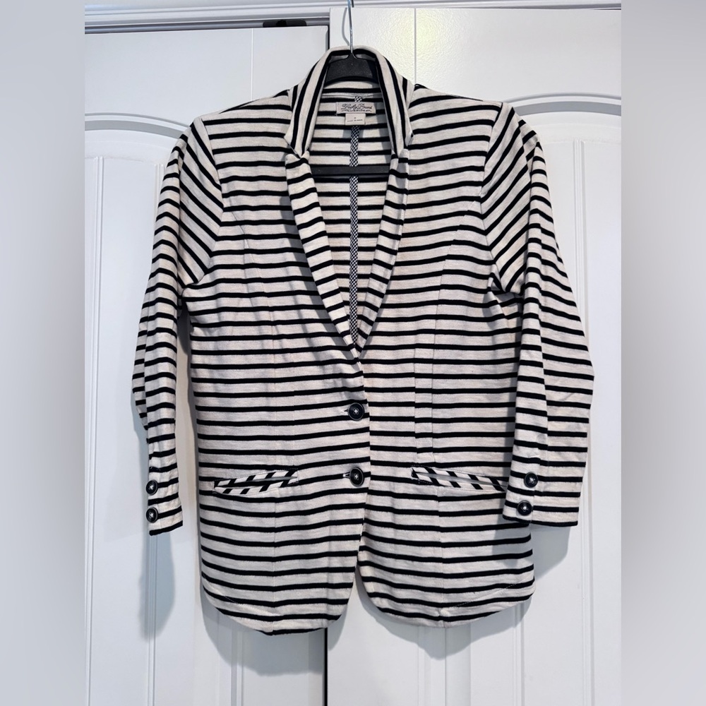 Lucky Brand Black and Cream Striped Blazer